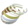 thumbnail image 1 of Juego de 6 diademas de moda, diademas de diferentes diseños, diademas plisadas, diademas de color sólido, accesorios para el cabello de perlas sintéticas para fiesta de niña colorida, 1 of 7