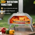 thumbnail image 2 of Woodfire Pizza Stone Oven, 12" Portable Wood Fired Pizza Oven 360°Rotatable, Multipurpose Stainless Steel Grill Oven for Camping Yard, with Rotating Pizza Stone, Foldable Legs, 2 of 8