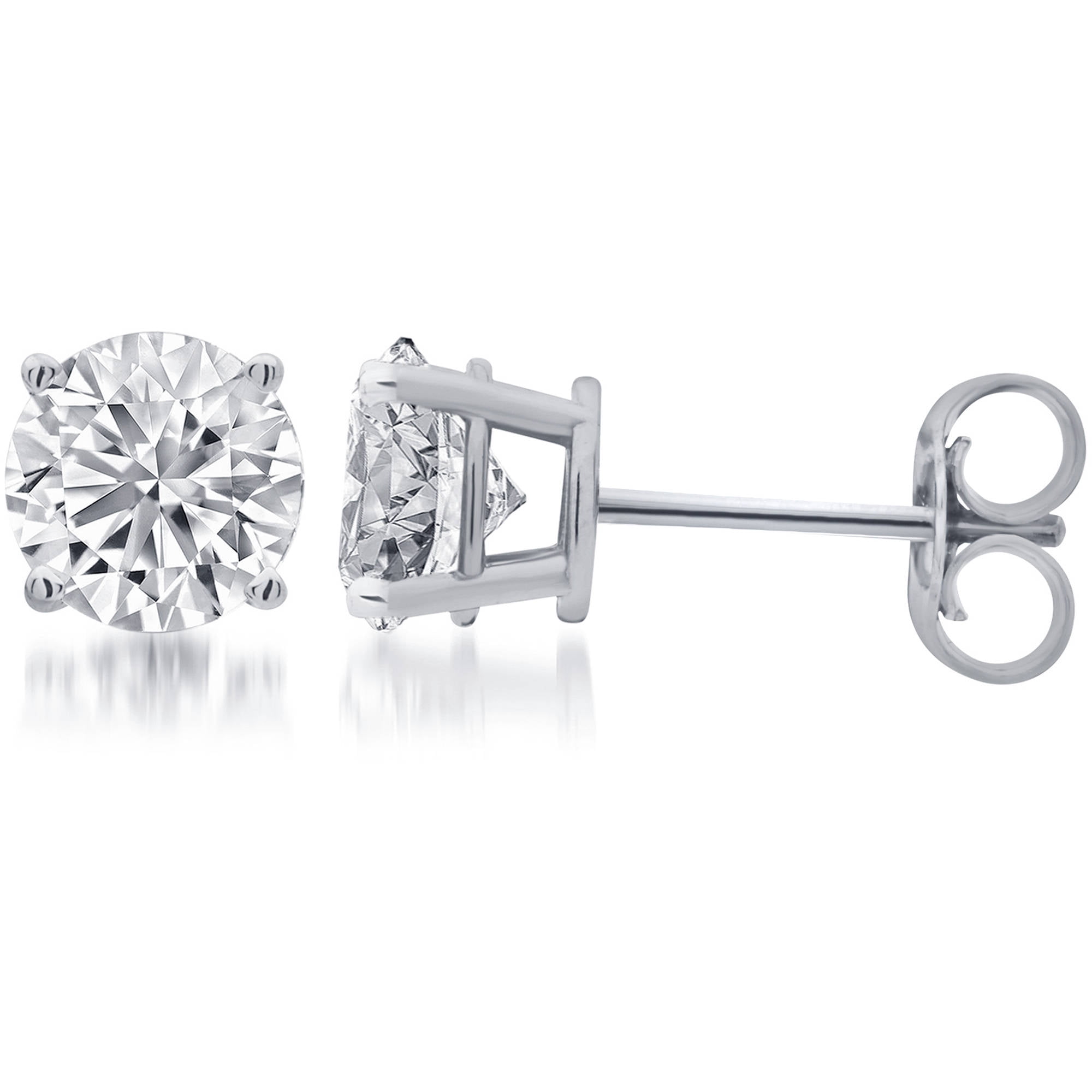 11/4 Carat T.W. Round White Diamond Sterling Silver Stud Earrings