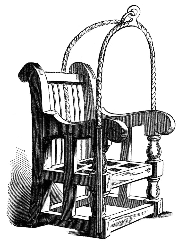Ducking Stool. /Nmedieval English Ducking Stool. 19Th Century Line
