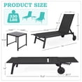 thumbnail image 2 of Yoleny Chaise Longue de Patio avec Roues, Ensemble de 2 Chaises Longues d'Extérieur avec Dossier Réglable, Chaises Longues de Piscine en Textilène Imperméable avec Table d'Appoint pour Patio, Bord de Piscine, Terrasse, Noir, 2 of 7