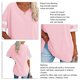 thumbnail image 3 of Mujeres media manga camiseta V cuello rayas color bloqueo moda suelta verano camisa tops para oficina trabajo cumpleaños, 3 of 4