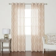 Best Home Fashion Grey Sheer Moroccan Print Grommet Top Curtain