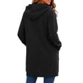 thumbnail image 4 of Solid Color Vintage Hoodies Longline Relaxed Full Zip Fall Tops Long Sleeve Fashion Clothes Adjustable Drawstring Hood Large Front Patch Pockets Sweatshirts Black,L, 4 of 6