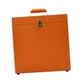 thumbnail image 2 of FashionCha Vinyl Record Storage Case Collection Organizer PU Leather Storage Box with Buckle Lock Handle for Safe CD and LP Album Storage Suitable for Studio Office Home Orange, 2 of 8