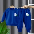 thumbnail image 2 of WEIYLL Boys Sets Outfits Long Sleeve Color Block Sweatshirt Sweatpants Fall Winter 2 Piece Blue Suits 18-24 Months, 2 of 3