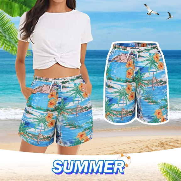 HAIJIE Womens Summer Swim Shorts Comfy Elastic Waist Shorts Women's Shorts for Sister Women High Waisted Beach Swimwear Bottoms Bathing Trunks with Liner