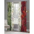 thumbnail image 4 of Italian Tricolor Floral Sheer Curtains 2 Panels Set Watercolor Green White Red Flowers Botanical Sheer Window Curtains Light Filtering Rod Pocket Voile Drapes for Bedroom Living Room 52"X84", 4 of 9