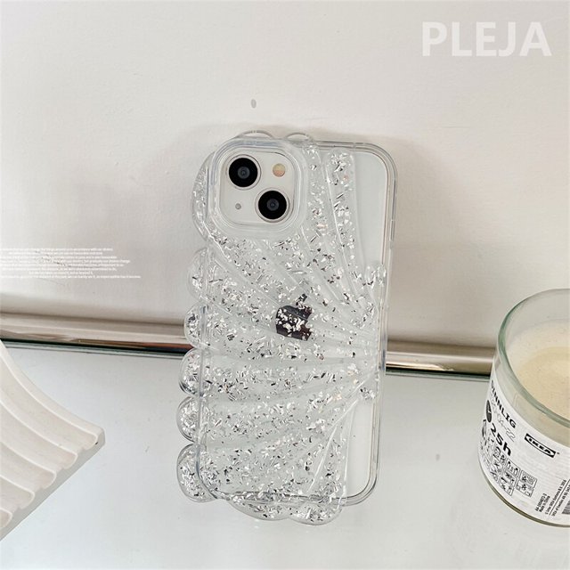 Funda de teléfono transparente Ins Goldleaf Gilitter para iPhone 14, 12, 13 Pro Max, 11, chica, Kawaii, bonita, a prueba de golpes Fivean unisex