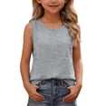 thumbnail image 2 of Tranfacy Girls Round Neck Tank Top Sleeveless Solid Casual Fashion Outer Layering Shirts, 2 of 5