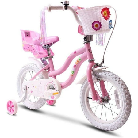 Coewske Princess Kids Bike 12 In. Girls Bicycle with Training Wheels Pink