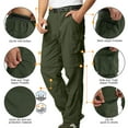 thumbnail image 3 of Toumett Mens Convertible Hiking Pants Quick Dry Zip Off Cargo Pants Fishing Travel Parachute Safari Casual Sweatpants with Belt, 3 of 8