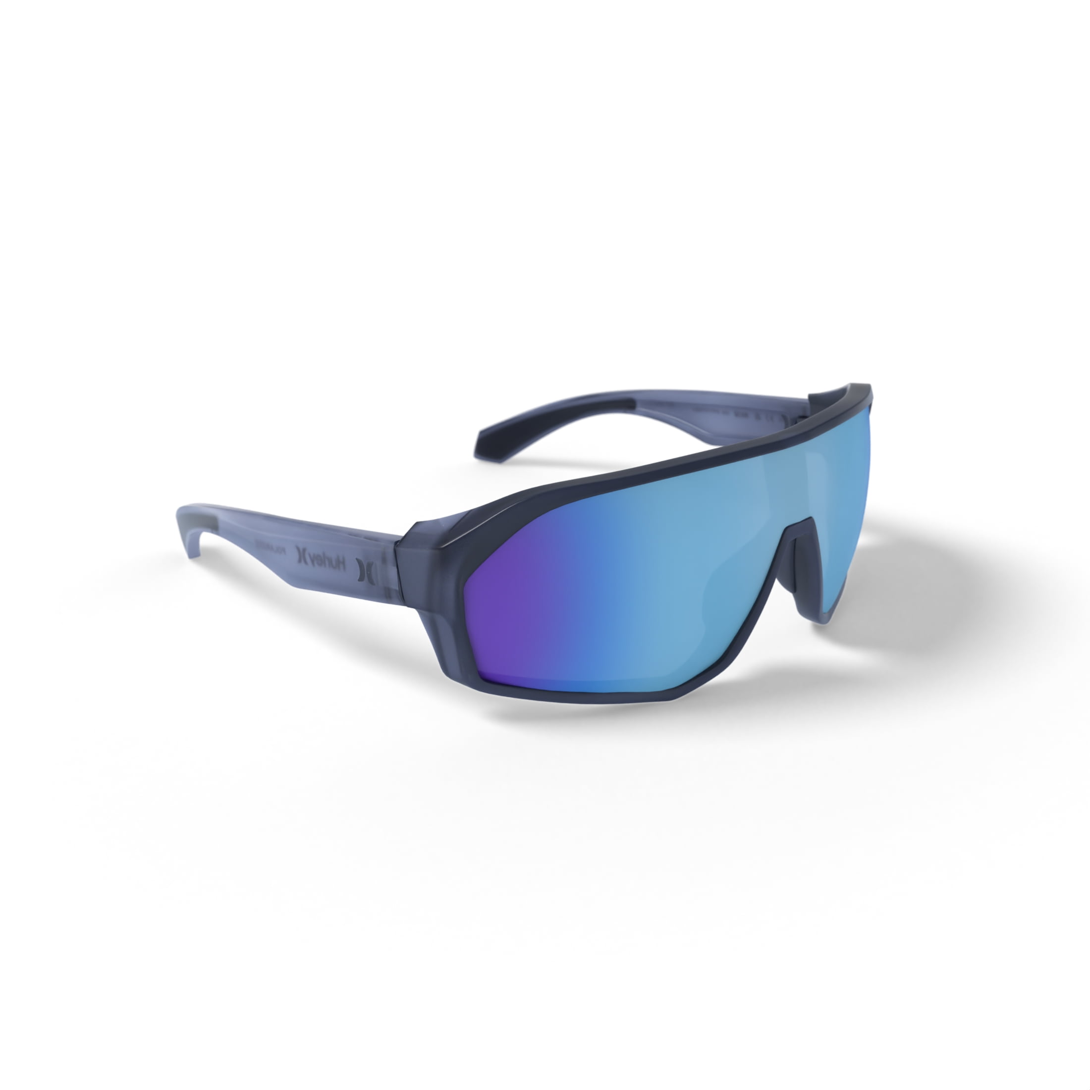 Hurley mens shield sunglasses, Scar - HSM1017PS - matte gray frame/ice blue mirror polarized lens + ar coating
