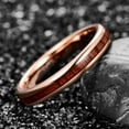 thumbnail image 2 of Rose Gold Tungsten Carbide Ring for Men Women 4mm Hawaiian Koa Wood Inlay Polished Wedding Band Comfort Fit Size 6-12, 2 of 5