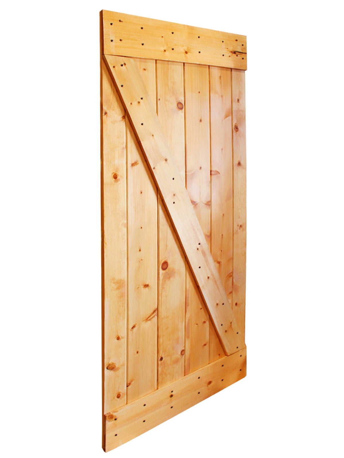 36 in. x 84 in. Distressed Z Series Colonial Maple Solid Knotty Pine Wood Interior Sliding Barn Door with Hardware Kit