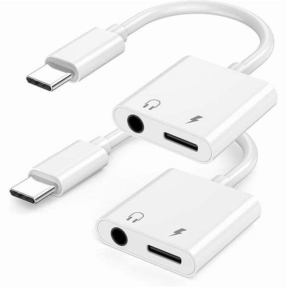 Headphone Adapter for iPhone 15, 2 Pack USB Type C to 3.5mm Headphone Jack Aux Audio Adapter with PD Fast Charging for iPhone 15/15 Plus/15 Pro/15 Pro Max, Galaxy S23 S22