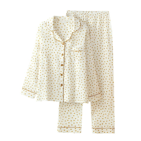 ShomPort Women's Pajama Sets Long Sleeve Button Down Sleepwear Nightwear Soft 2 Piece Lounge Sets (White57)