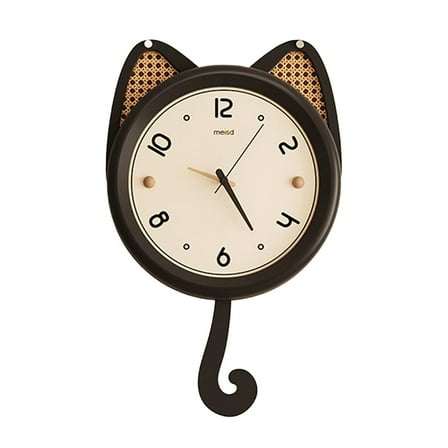 ITIGOITIE French Retro Wall Clock, Detachable Pendulum Design, Black Cat
