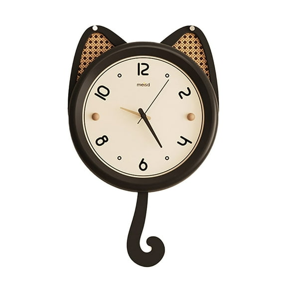 ITIGOITIE French Retro Wall Clock, Detachable Pendulum Design, Black Cat