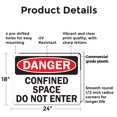 thumbnail image 2 of (2 Pack) Confined Space Do Not Enter OSHA Danger Sign 24 Inch X 18 Inch Plastic Sign, Weather Resistant, UV Protected for Workplace, Business, and Construction Site, Made in the USA, 2 of 8
