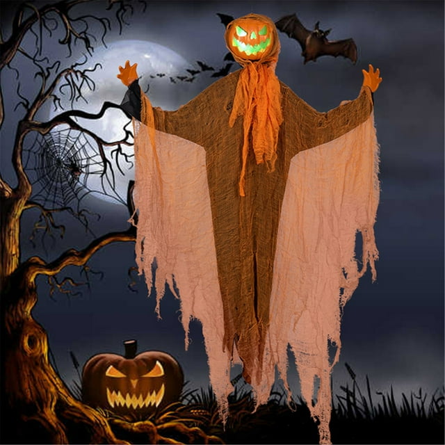WRXMIJNHGSA Hangs Under $20 Hanging Luminous Pumpkin Shaped Hanging Decoration 3.8 Ft Animated Talking Pumpkin With Rotatable Head Light Up Outdoor Decor For Yard Patio Garden Halloween