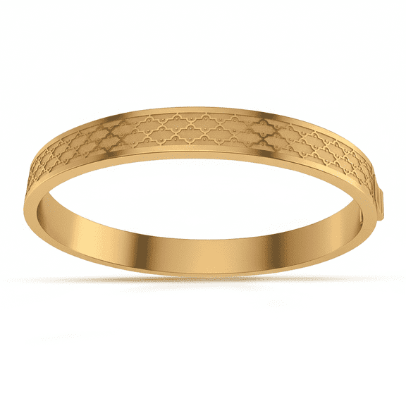 Auory Lattice Ivory Geometric Pattern Yellow Gold Plated Sleek Kada for Men and Women