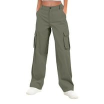 WTOBBY Women's Cargo Pants High Waisted Wide Leg Streetwear Casual Trousers with Functional Pockets for Durable Outdoor and Everyday Use ,Army Green L