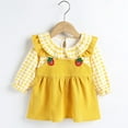 thumbnail image 2 of ZACPNCV Girls Long Sleeve Dress Fall Winter Ruffle Peter Pan Collar Front Button Casual Cotton Dresses Yellow 6-9 Months, 2 of 9