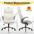 thumbnail image 3 of AFO High-Back Ergonomic Office Chair with Flip-Up Arms and PU Leather,Swivel Computer Desk Chair for Office or Home,Beige, 3 of 7