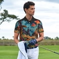 thumbnail image 5 of Balery Galactic Jungle Dinosaurs Printed Men’s Short Sleeve Polo Shirt, Midweight Men's Shirt,Golf Polo shirts -XX-Large, 5 of 8