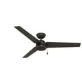 thumbnail image 2 of Hunter 52 inch Outdoor or Indoor Ceiling Fan No Light - Bronze Ceiling Fan without Light, For Patio, Porch, Garage, or Living Room, Standard Mount, 3 Blades, Pull Chain - Cassius 59261, New Bronze, 2 of 14