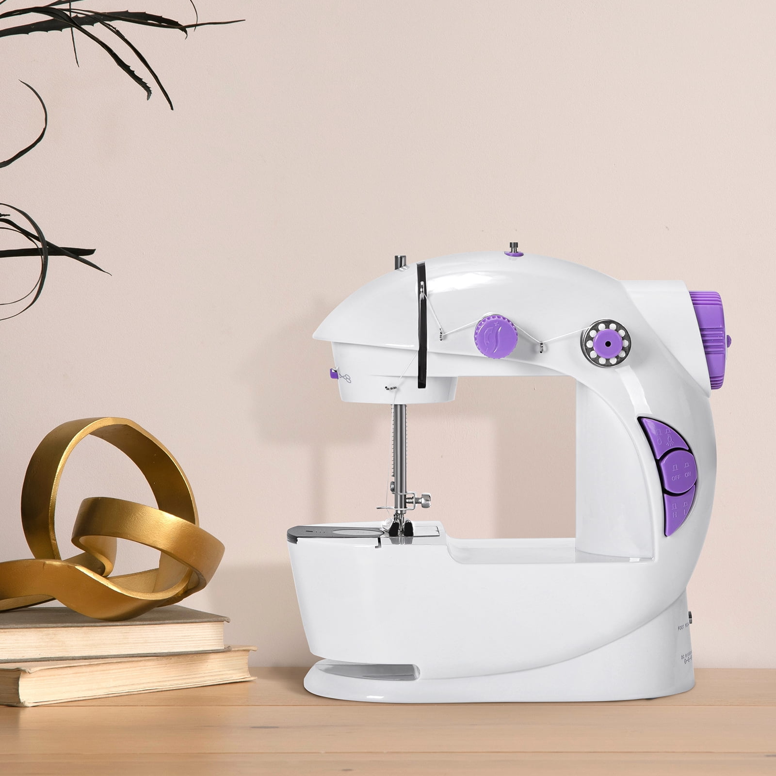 Mini Portable Sewing Machine with Foot Pedal, Adjustable Speed Beginner Sewing Machine for Mending & Crafts, Purple