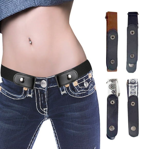 4PCS No Buckle Belt Creative Stretch Belt Buckle Free Elastic Belt for Men Women