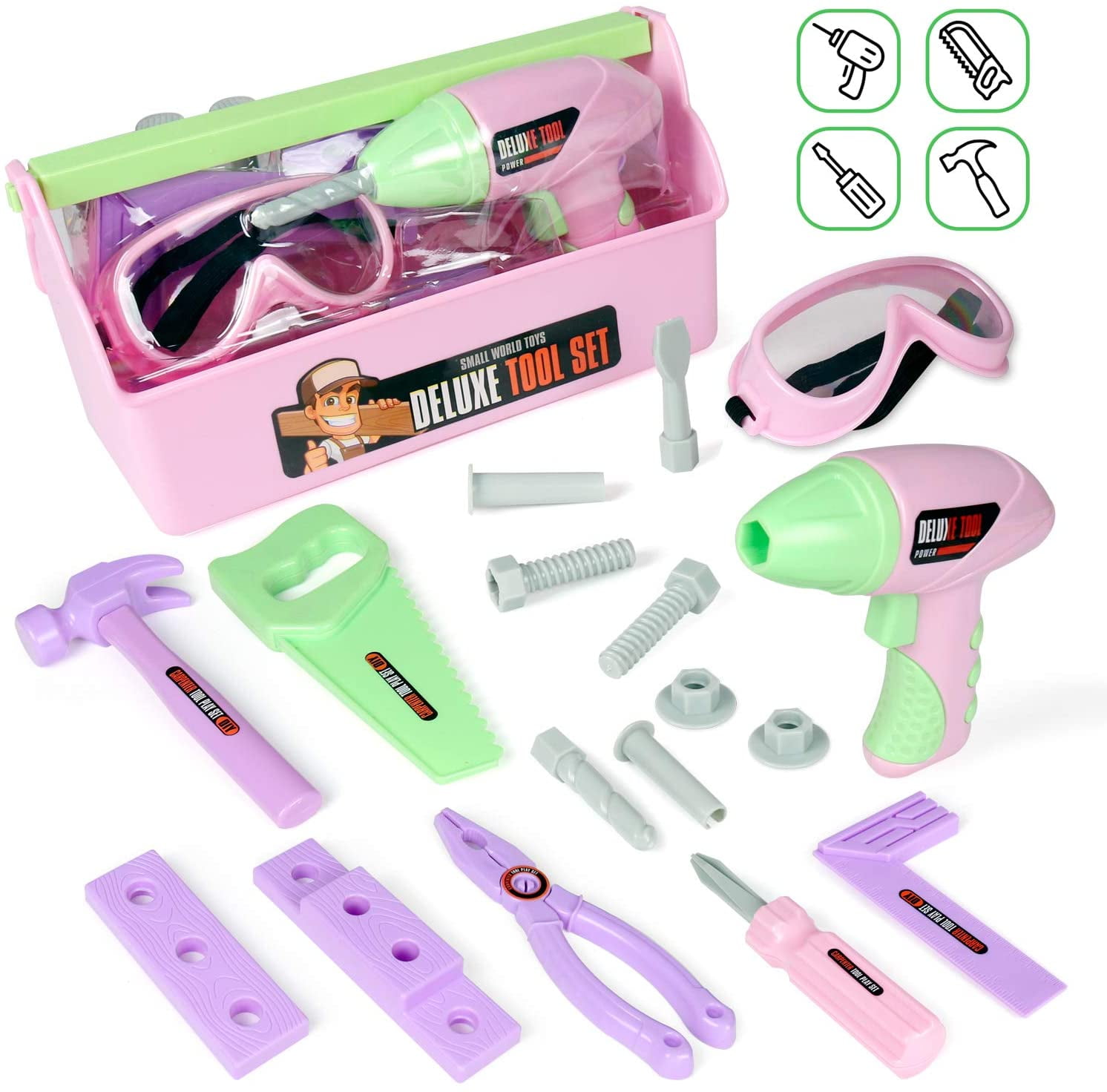 pink kids tool set