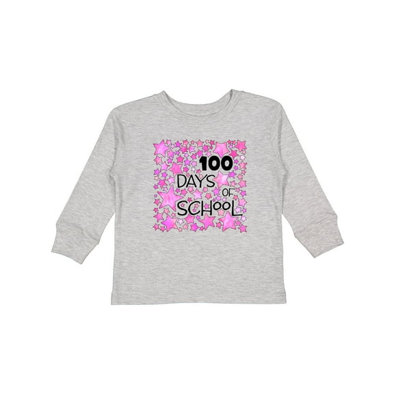 Inktastic 100 Days of School Stars in Pink Boys or Girls Long Sleeve Toddler T-Shirt