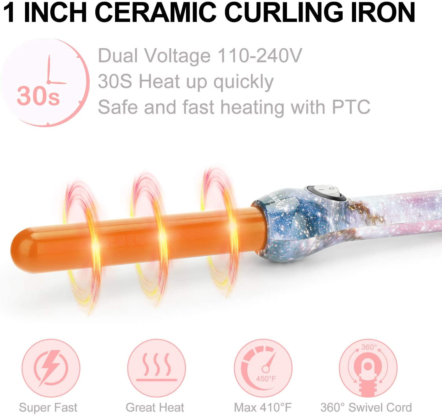 PARWIN PRO BEAUTY Hair Styling Set - 1875w Professional Hair Dryer - 1 Inch Titanium Curling Iron- 1 Inch Anti-Static Hair Straightener- Negative Ionic Technology - Pack of 3 for All Hair Types,Starry