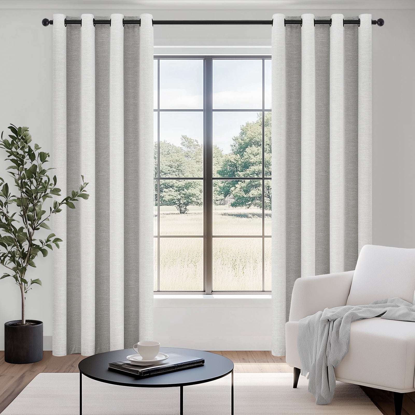 Top Finel Grommet Top Blackout Curtains, Grey Beige, 52" x 90", 2 Panels