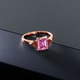 thumbnail image 4 of Gem Stone King 18K Rose Gold Plated Silver 3-Stone Ring Octagon Pink Moissanite and Garnet Red (2.15 Cttw, Size 8), 4 of 4