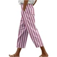 thumbnail image 2 of Blmnix Women Pants Palazzo Striped Pants Plus Size Pants Trousers High Waisted Baggy Straight-Leg Pink 7/8th Baggy Sweatpants for Women,XXXL, 2 of 5