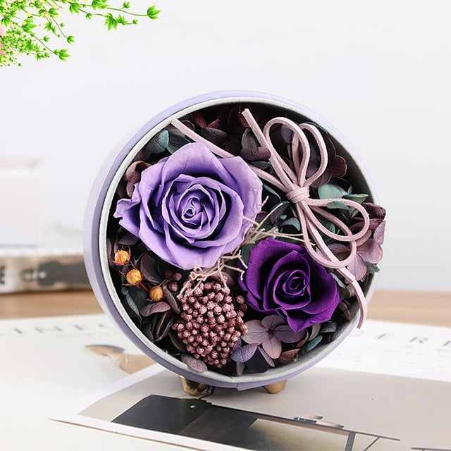 Flores preservadas en caja de flores, rosas duraderas para decorar el hogar, el Día de la Madre, cumpleaños, aniversario, caja de regalo