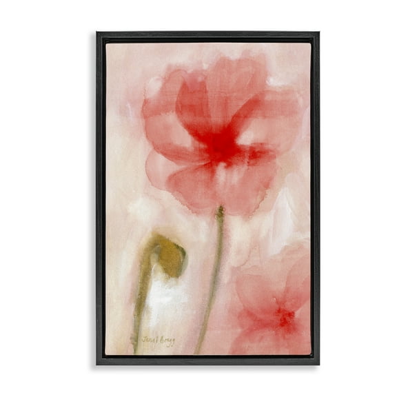 Stupell Industries Abstract Pink Bloom Botanical & Floral Painting Black Floater Framed Art Print Wall Art, 17 x 25