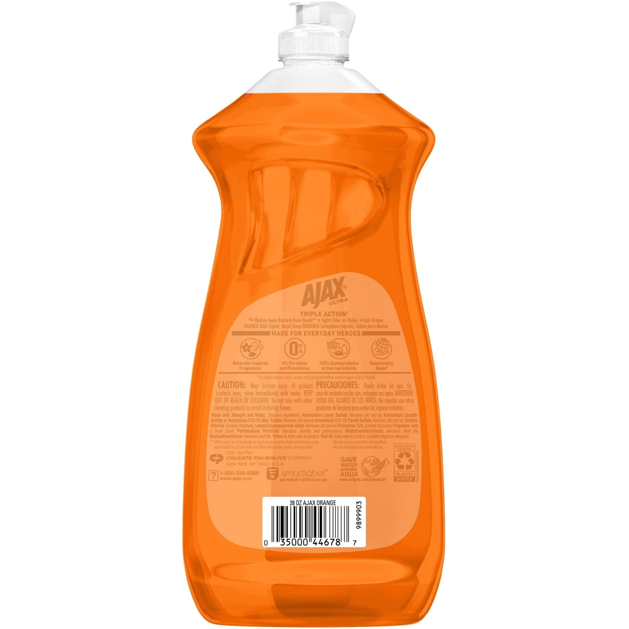 (9 pack) Ajax Ultra Triple Action Dishwashing Liquid Dish Soap, Orange Scent, 28 Fluid Ounce