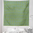 thumbnail image 1 of Circles Tapestry, Continuous Vintage Themed Geometric Mesh Pattern Grid Shapes Bicolour Art, Fabric Wall Hanging Decor for Bedroom Living Room Dorm, 5 Sizes, Indigo Apple Green, by Ambesonne, 1 of 1