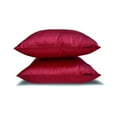 thumbnail image 4 of The HomeCentric Decorative Throw Pillow Cases Red Pack of 2, 16"x16" (40x40 cm) Satin Solid Cushion Covers For Sofa, Solid Modern Style - Deep Red Slub Satin, 4 of 5