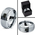 thumbnail image 4 of Tungsten North Dakota The Peace Garden State Band Ring 8mm Men Women Comfort Fit Gray Step Bevel Edge Brushed Polished, 4 of 4