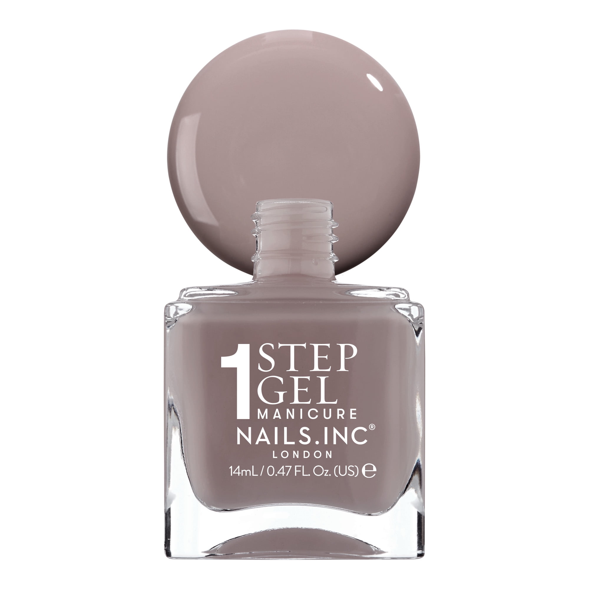 Nails.INC, It's Topless Gel-Like Nail Polish, 4-in-1 Base Coat, Treatment, Color & Top Coat, Megan, Mushroom Grey, 0.47 oz