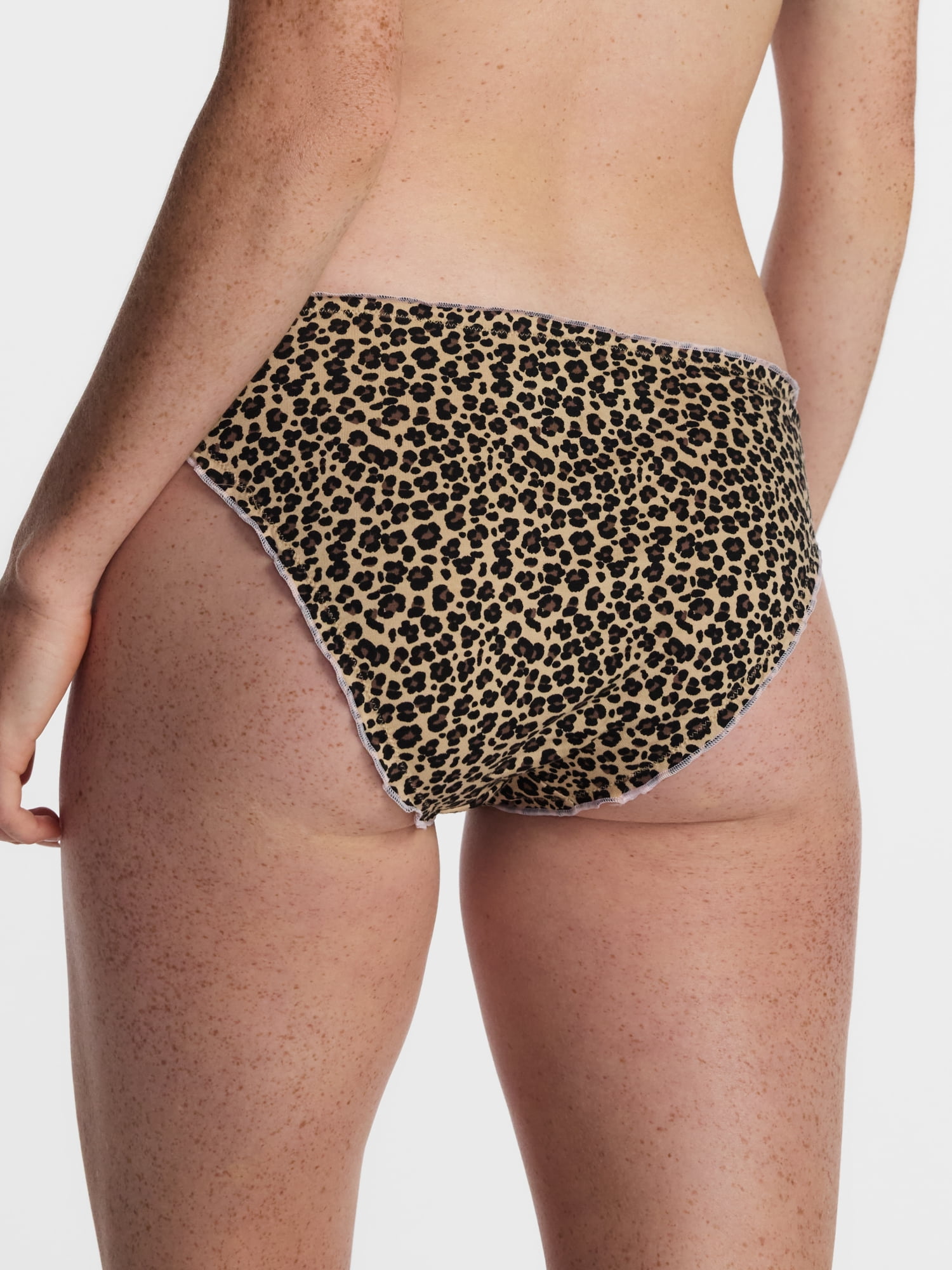 No Boundaries Cotton Stretch Cheeky Panties with Lettuce Edge, 3 Pack, Women's XS-XXXL
