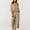 Khaki, variant on Women Summer 2 Piece Outfits Sleeveless Tank Crop Top Ruffle Hem Wide Leg Pants Linen Jumpsuits Lounge Matching Beach Sets