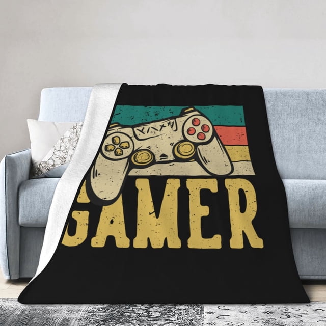 DouZhe Ultra-Doux Micro Molleton Léger Couverture de Lit en Flanelle, Rétro Game Controller Gamer Impression Confortable Chaud Throw Blankets, 80" X 60"