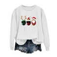 thumbnail image 2 of GUZOM Womens White Christmas Sweatshirt - Oversized Crew Neck, Wine Glass Graphic Long Sleeve, Easy-Care 100% Polyester for Holiday Gatherings & Casual Wear,Size XL, 2 of 4